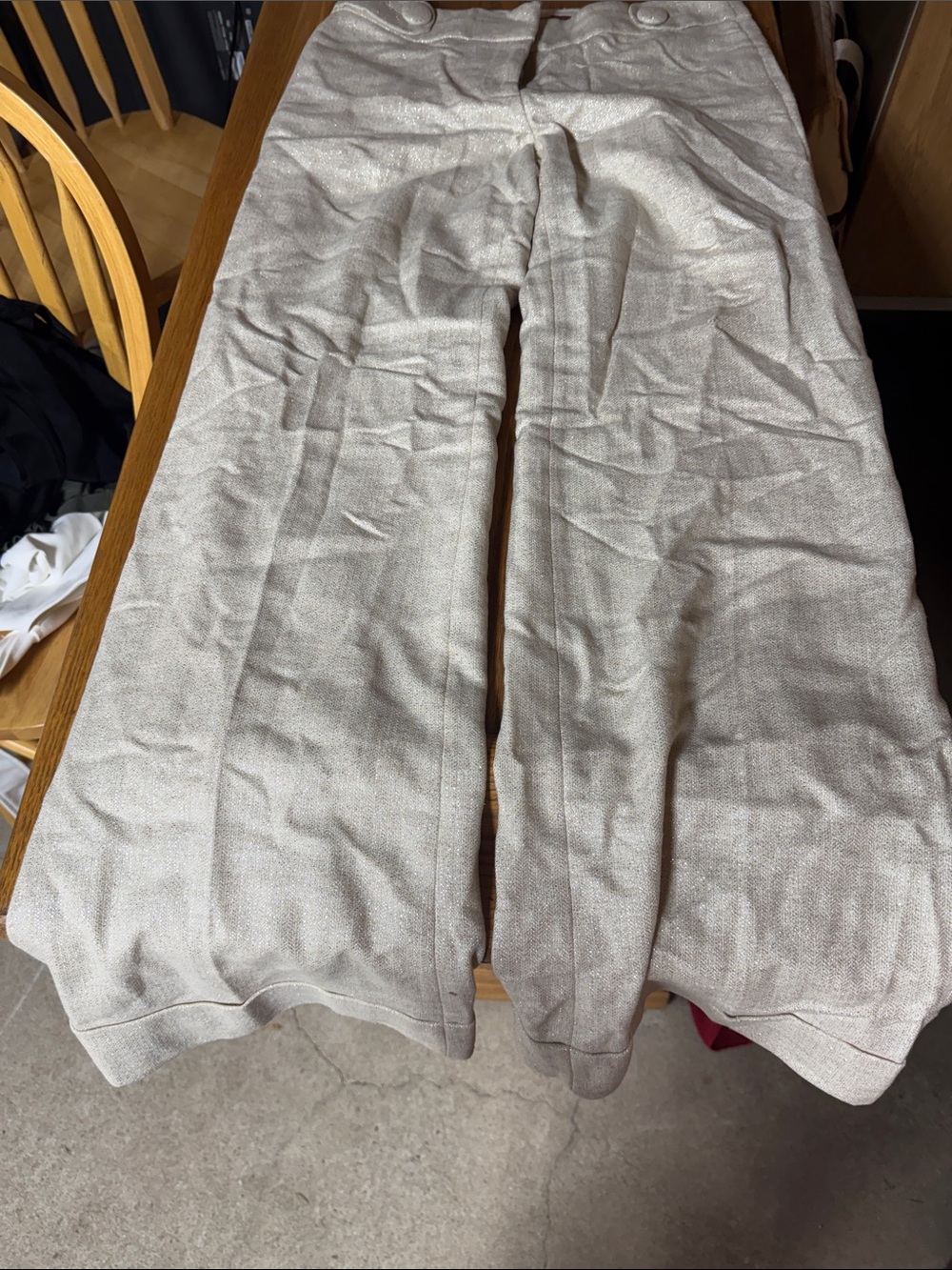 J. Crew Cream Trousers with Red Interior Ribbon